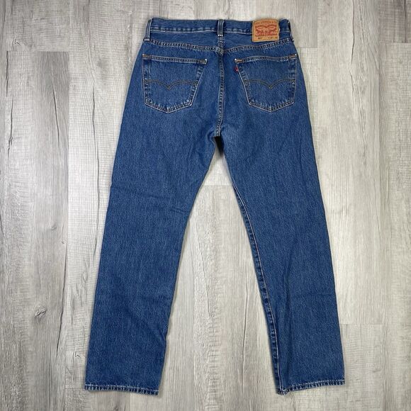 Levis 501 Jeans Mens 33x32 Blue Dark Wash Straight Leg Button Fly Modern I - Picture 11 of 13